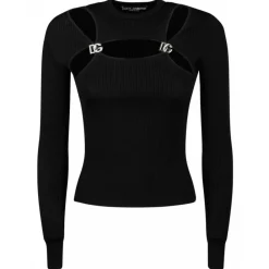Dolce & Gabbana Dolce & Gabbana - Black DG Details Sweater - Dolce & Gabbana Exclusive Luxury Collection - Avvenice