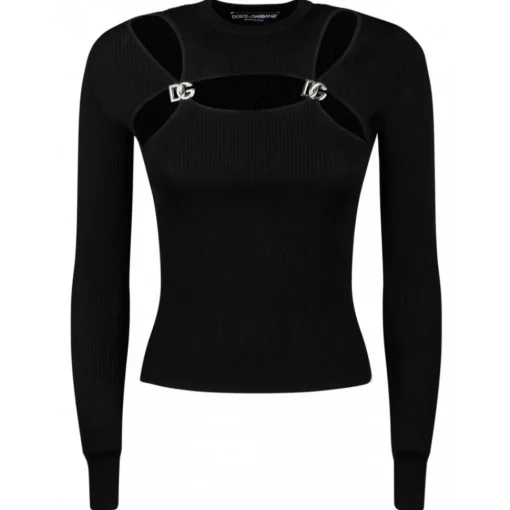 Dolce & Gabbana Dolce & Gabbana - Black DG Details Sweater - Dolce & Gabbana Exclusive Luxury Collection - Avvenice