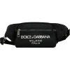 Dolce & Gabbana Dolce & Gabbana - Black Leather Trim Embossed Logo Belt Bag - Dolce & Gabbana Exclusive Luxury Collection - Avvenice