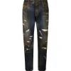 Dolce & Gabbana Dolce & Gabbana - Black Cotton Bleached Effect Jeans - Dolce & Gabbana Exclusive Luxury Collection - Avvenice^ Trousers