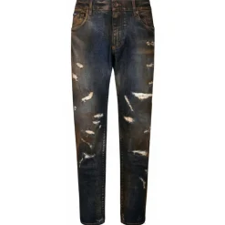Dolce & Gabbana Dolce & Gabbana - Black Cotton Bleached Effect Jeans - Dolce & Gabbana Exclusive Luxury Collection - Avvenice^ Trousers
