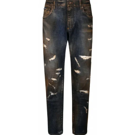 Dolce & Gabbana Dolce & Gabbana - Black Cotton Bleached Effect Jeans - Dolce & Gabbana Exclusive Luxury Collection - Avvenice^ Trousers