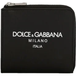 Dolce & Gabbana Dolce & Gabbana - Black and White Calf Leather Logo Print Wallet - Dolce & Gabbana Exclusive Luxury Collection - Avvenice