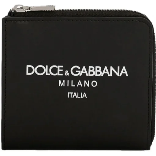 Dolce & Gabbana Dolce & Gabbana - Black and White Calf Leather Logo Print Wallet - Dolce & Gabbana Exclusive Luxury Collection - Avvenice