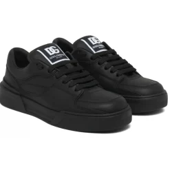 Dolce & Gabbana Dolce & Gabbana - Black Calf Leather Roma Low Top Sneakers - Dolce & Gabbana Exclusive Luxury Collection - Avvenice