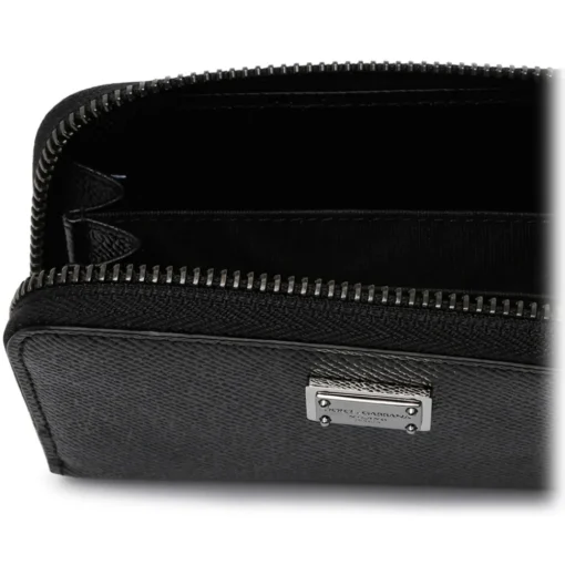 Dolce & Gabbana Dolce & Gabbana - Black Calf Leather Logo Plaque Wallet - Dolce & Gabbana Exclusive Luxury Collection - Avvenice^ Wallets