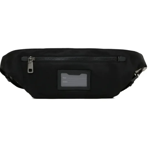 Dolce & Gabbana Dolce & Gabbana - Black Leather Trim Embossed Logo Belt Bag - Dolce & Gabbana Exclusive Luxury Collection - Avvenice