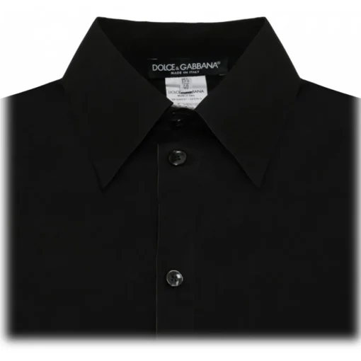 Dolce & Gabbana Dolce & Gabbana - Black Cotton Martini Shirt - Dolce & Gabbana Exclusive Luxury Collection - Avvenice^ Shirts