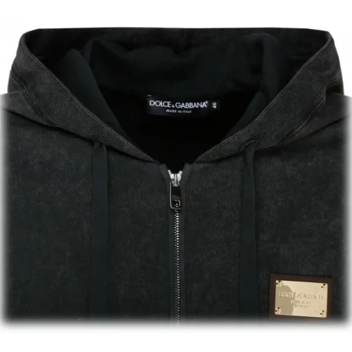Dolce & Gabbana Dolce & Gabbana - Black and Multicolour Cotton Logo Patch Sweatshirt - Dolce & Gabbana Exclusive Luxury Collection - Avvenice^ Sweatshirts
