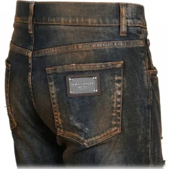 Dolce & Gabbana Dolce & Gabbana - Black Cotton Bleached Effect Jeans - Dolce & Gabbana Exclusive Luxury Collection - Avvenice^ Trousers