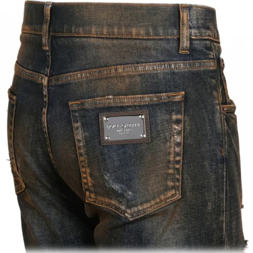 Dolce & Gabbana Dolce & Gabbana - Black Cotton Bleached Effect Jeans - Dolce & Gabbana Exclusive Luxury Collection - Avvenice^ Trousers
