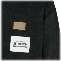 Dolce & Gabbana Dolce & Gabbana - Black and Multicolour Cotton Logo Patch Sweatshirt - Dolce & Gabbana Exclusive Luxury Collection - Avvenice^ Sweatshirts