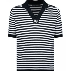 Dolce & Gabbana Dolce & Gabbana - Blue and White Striped Polo Shirt - Dolce & Gabbana Exclusive Luxury Collection - Avvenice^ T-shirt