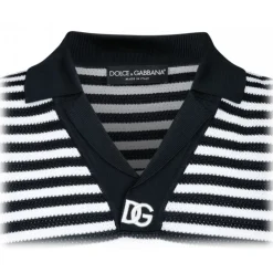 Dolce & Gabbana Dolce & Gabbana - Blue and White Striped Polo Shirt - Dolce & Gabbana Exclusive Luxury Collection - Avvenice^ T-shirt