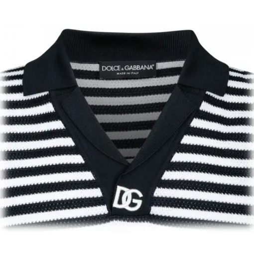Dolce & Gabbana Dolce & Gabbana - Blue and White Striped Polo Shirt - Dolce & Gabbana Exclusive Luxury Collection - Avvenice^ T-shirt