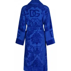Dolce & Gabbana Dolce & Gabbana - Blue Cotton Bathrobe - Dolce & Gabbana Exclusive Luxury Collection - Avvenice