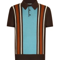 Dolce & Gabbana Dolce & Gabbana - Brown and Blue Polo - Dolce & Gabbana Exclusive Luxury Collection - Avvenice^ T-shirt
