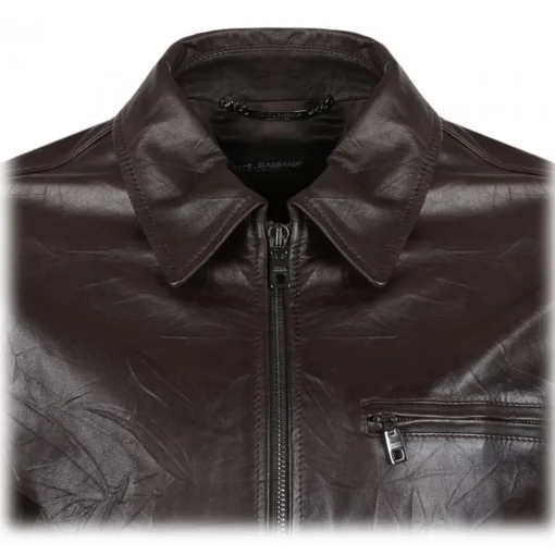 Dolce & Gabbana Dolce & Gabbana - Brown Leather Jacket - Dolce & Gabbana Exclusive Luxury Collection - Avvenice^ Jackets