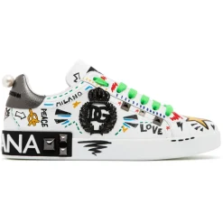 Dolce & Gabbana Dolce & Gabbana - Calf Leather Graffiti Print Low Top Sneakers - Dolce & Gabbana Exclusive Luxury Collection - Avvenice