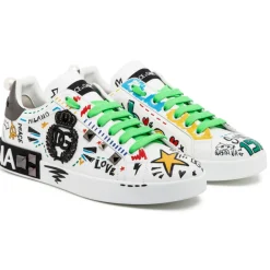 Dolce & Gabbana Dolce & Gabbana - Calf Leather Graffiti Print Low Top Sneakers - Dolce & Gabbana Exclusive Luxury Collection - Avvenice