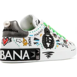 Dolce & Gabbana Dolce & Gabbana - Calf Leather Graffiti Print Low Top Sneakers - Dolce & Gabbana Exclusive Luxury Collection - Avvenice