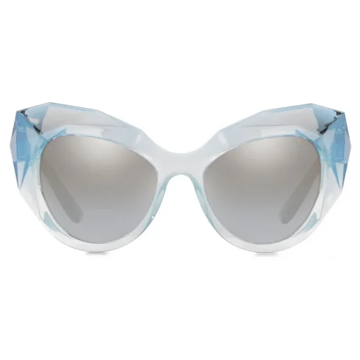 Dolce & Gabbana Eyewear Dolce & Gabbana - Cat Eye Sunglasses Stones & Logo Plaque - Silver Mirror High - Dolce & Gabbana Eyewear - Avvenice