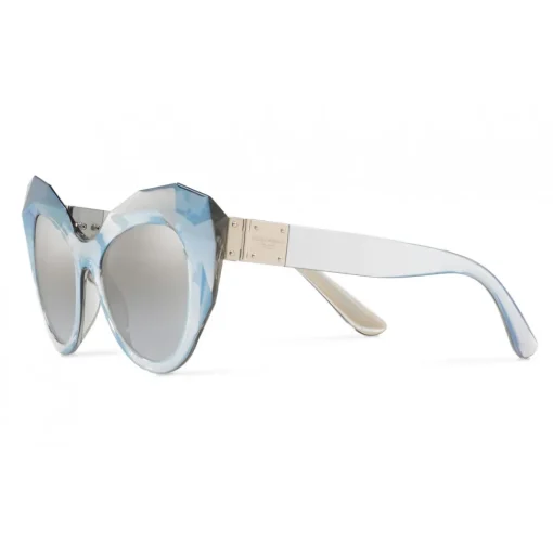 Dolce & Gabbana Eyewear Dolce & Gabbana - Cat Eye Sunglasses Stones & Logo Plaque - Silver Mirror High - Dolce & Gabbana Eyewear - Avvenice