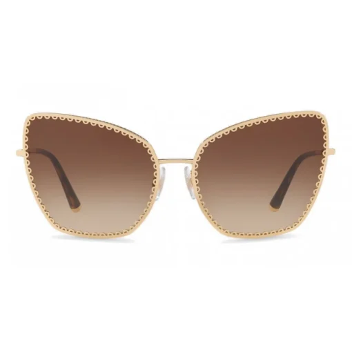 Dolce & Gabbana Eyewear Dolce & Gabbana - Cat-Eye Sunglasses with "Sacred Heart" Metal Profile - Gold & Havana - Dolce & Gabbana Eyewear - Avvenice