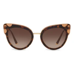 Dolce & Gabbana Eyewear Dolce & Gabbana - Cat-Eye Sunglasses in Acetate with Metallic Details - Havana and Brown - Dolce & Gabbana Eyewear - Avvenice