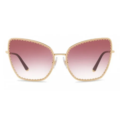 Dolce & Gabbana Eyewear Dolce & Gabbana - Cat-Eye Sunglasses with "Sacred Heart" Metal Profile - Gold & Bordeaux - Dolce & Gabbana Eyewear - Avvenice^ Sunglasses & Eyewear
