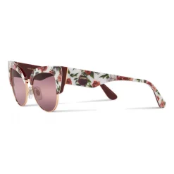 Dolce & Gabbana Eyewear Dolce & Gabbana - Cat-Eye Sunglasses in Floral Print Acetate - Burgundy - Dolce & Gabbana Eyewear - Avvenice