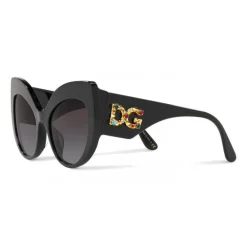 Dolce & Gabbana Eyewear Dolce & Gabbana - Cat-Eye Sunglasses in Acetate with DG Logo - Black - Dolce & Gabbana Eyewear - Avvenice
