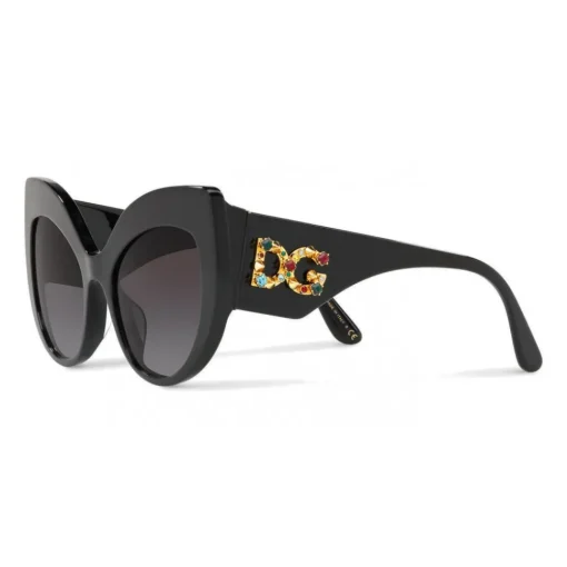 Dolce & Gabbana Eyewear Dolce & Gabbana - Cat-Eye Sunglasses in Acetate with DG Logo - Black - Dolce & Gabbana Eyewear - Avvenice