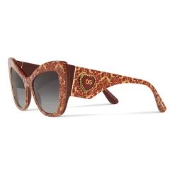 Dolce & Gabbana Eyewear Dolce & Gabbana - Cat-Eye Acetate Sunglasses with "Sacred Heart" Decoration - Damasco Bordeaux Gold - Dolce & Gabbana Eyewear - Avvenice^ Sunglasses & Eyewear