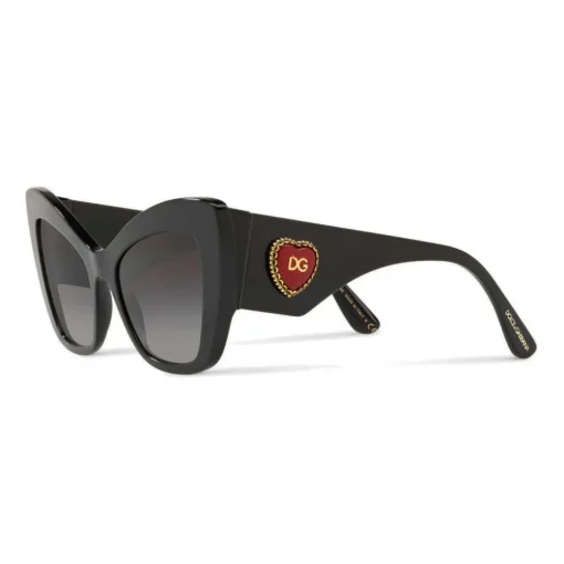 Dolce & Gabbana Eyewear Dolce & Gabbana - Cat-Eye Acetate Sunglasses with "Sacred Heart" Decoration - Black - Dolce & Gabbana Eyewear - Avvenice