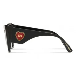 Dolce & Gabbana Eyewear Dolce & Gabbana - Cat-Eye Acetate Sunglasses with "Sacred Heart" Decoration - Black - Dolce & Gabbana Eyewear - Avvenice