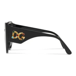 Dolce & Gabbana Eyewear Dolce & Gabbana - Cat-Eye Sunglasses in Acetate with DG Logo - Black - Dolce & Gabbana Eyewear - Avvenice