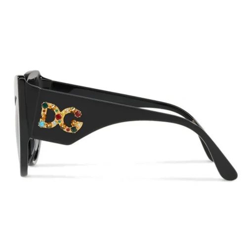Dolce & Gabbana Eyewear Dolce & Gabbana - Cat-Eye Sunglasses in Acetate with DG Logo - Black - Dolce & Gabbana Eyewear - Avvenice
