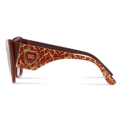 Dolce & Gabbana Eyewear Dolce & Gabbana - Cat-Eye Acetate Sunglasses with "Sacred Heart" Decoration - Damasco Bordeaux Gold - Dolce & Gabbana Eyewear - Avvenice^ Sunglasses & Eyewear