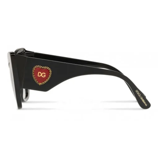 Dolce & Gabbana Eyewear Dolce & Gabbana - Cat-Eye Acetate Sunglasses with "Sacred Heart" Decoration - Black - Dolce & Gabbana Eyewear - Avvenice