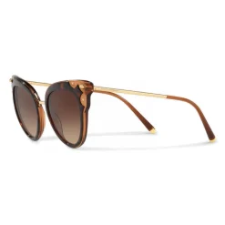 Dolce & Gabbana Eyewear Dolce & Gabbana - Cat-Eye Sunglasses in Acetate with Metallic Details - Havana and Brown - Dolce & Gabbana Eyewear - Avvenice