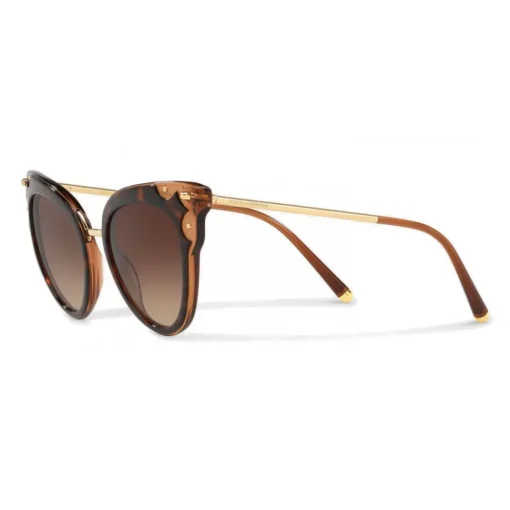 Dolce & Gabbana Eyewear Dolce & Gabbana - Cat-Eye Sunglasses in Acetate with Metallic Details - Havana and Brown - Dolce & Gabbana Eyewear - Avvenice