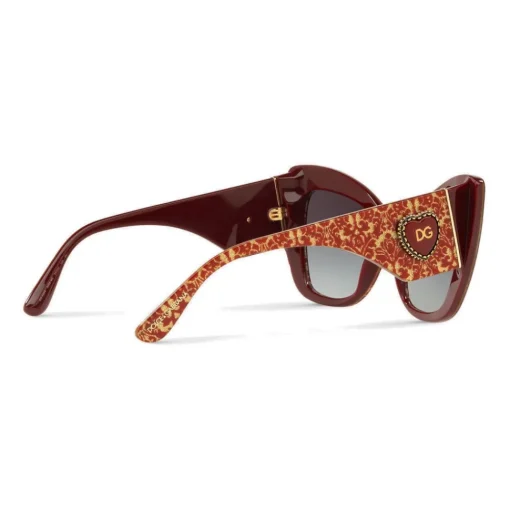 Dolce & Gabbana Eyewear Dolce & Gabbana - Cat-Eye Acetate Sunglasses with "Sacred Heart" Decoration - Damasco Bordeaux Gold - Dolce & Gabbana Eyewear - Avvenice^ Sunglasses & Eyewear