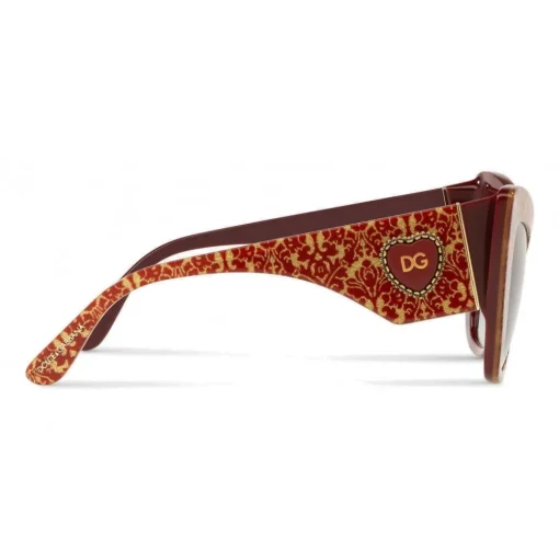 Dolce & Gabbana Eyewear Dolce & Gabbana - Cat-Eye Acetate Sunglasses with "Sacred Heart" Decoration - Damasco Bordeaux Gold - Dolce & Gabbana Eyewear - Avvenice^ Sunglasses & Eyewear