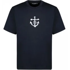 Dolce & Gabbana Dolce & Gabbana - Dark Blue Navy Print T-Shirt - Dolce & Gabbana Exclusive Luxury Collection - Avvenice