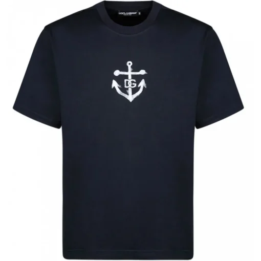 Dolce & Gabbana Dolce & Gabbana - Dark Blue Navy Print T-Shirt - Dolce & Gabbana Exclusive Luxury Collection - Avvenice