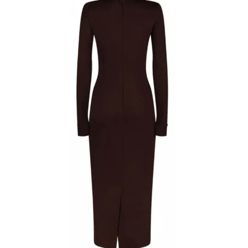 Dolce & Gabbana Dolce & Gabbana - Dark Brown Jersey Midi Dress - Dolce & Gabbana Exclusive Luxury Collection - Avvenice