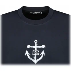 Dolce & Gabbana Dolce & Gabbana - Dark Blue Navy Print T-Shirt - Dolce & Gabbana Exclusive Luxury Collection - Avvenice