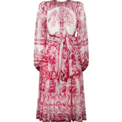 Dolce & Gabbana Dolce & Gabbana - Fucsia Maiolica Print Chiffon Dress - Dolce & Gabbana Exclusive Luxury Collection - Avvenice^ Dresses