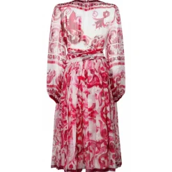 Dolce & Gabbana Dolce & Gabbana - Fucsia Maiolica Print Chiffon Dress - Dolce & Gabbana Exclusive Luxury Collection - Avvenice^ Dresses